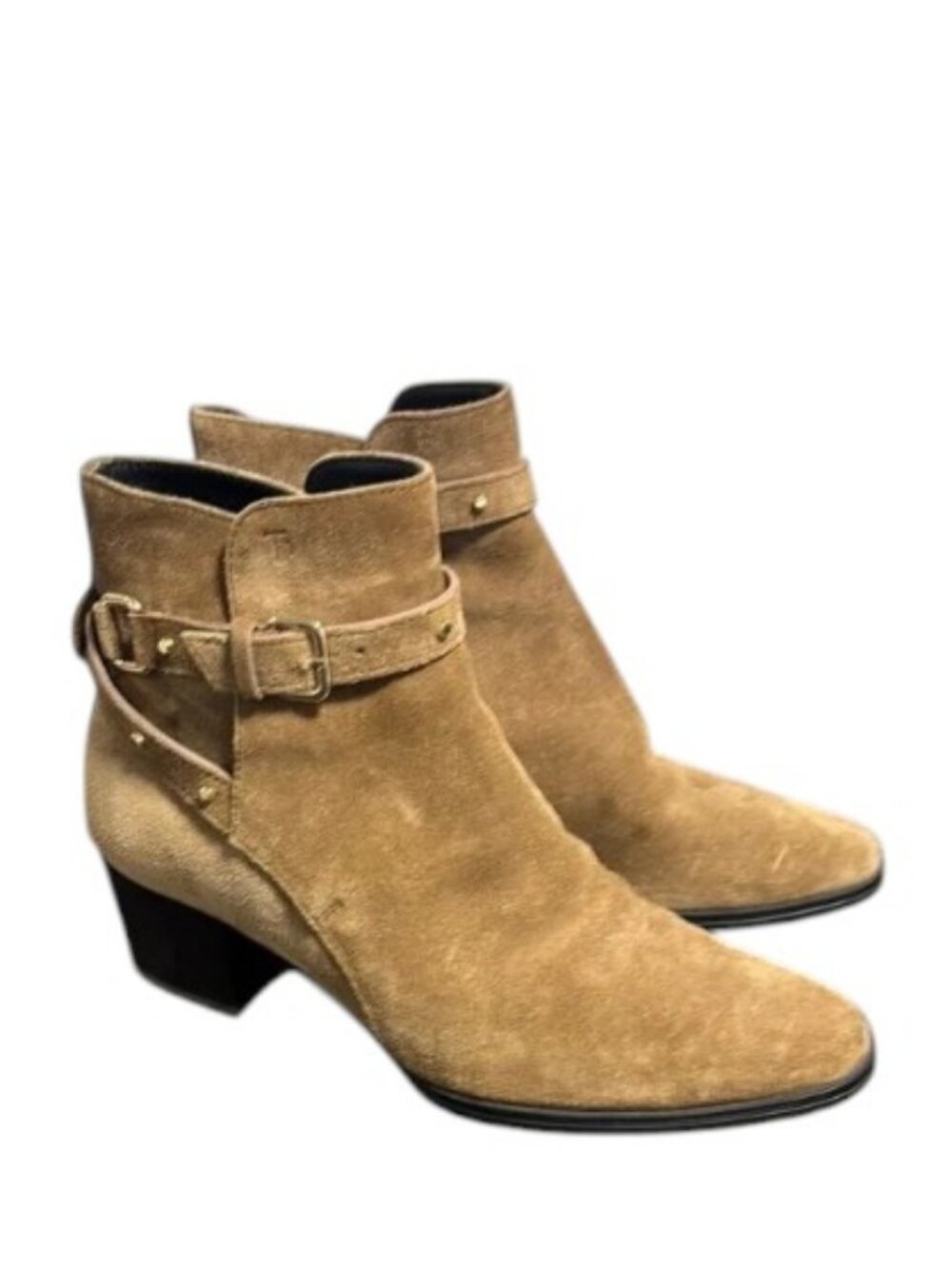 Tod's Tan Suede Ankle Booties with Buckle Strap